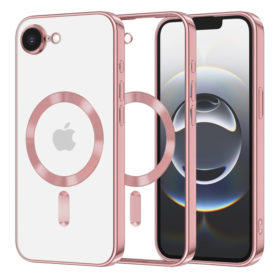Husa pentru iPhone 16e, Luxury Shield Magsafe, Protectie Antisoc, set cu sticker, Roz