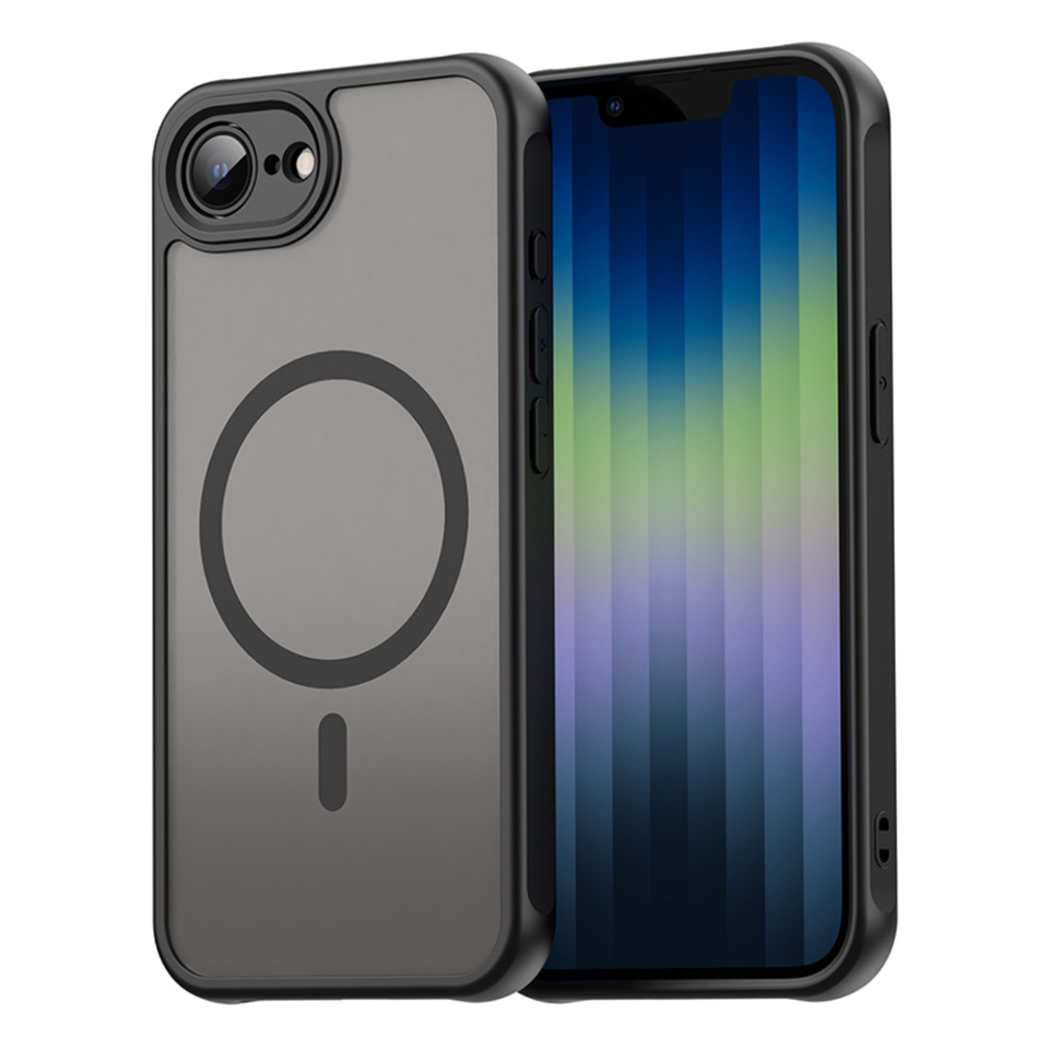 Husa pentru iPhone 16e, SKYDDAR INNOVATION, HaloFrost MagSafe II, Antisoc, set cu sticker, Negru