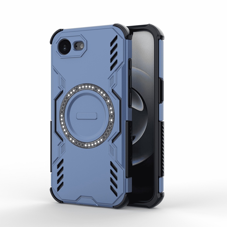 Husa pentru iPhone 16e, SKYDDAR INOVATION, ArmorMag, Magsafe, set cu sticker, Albastru