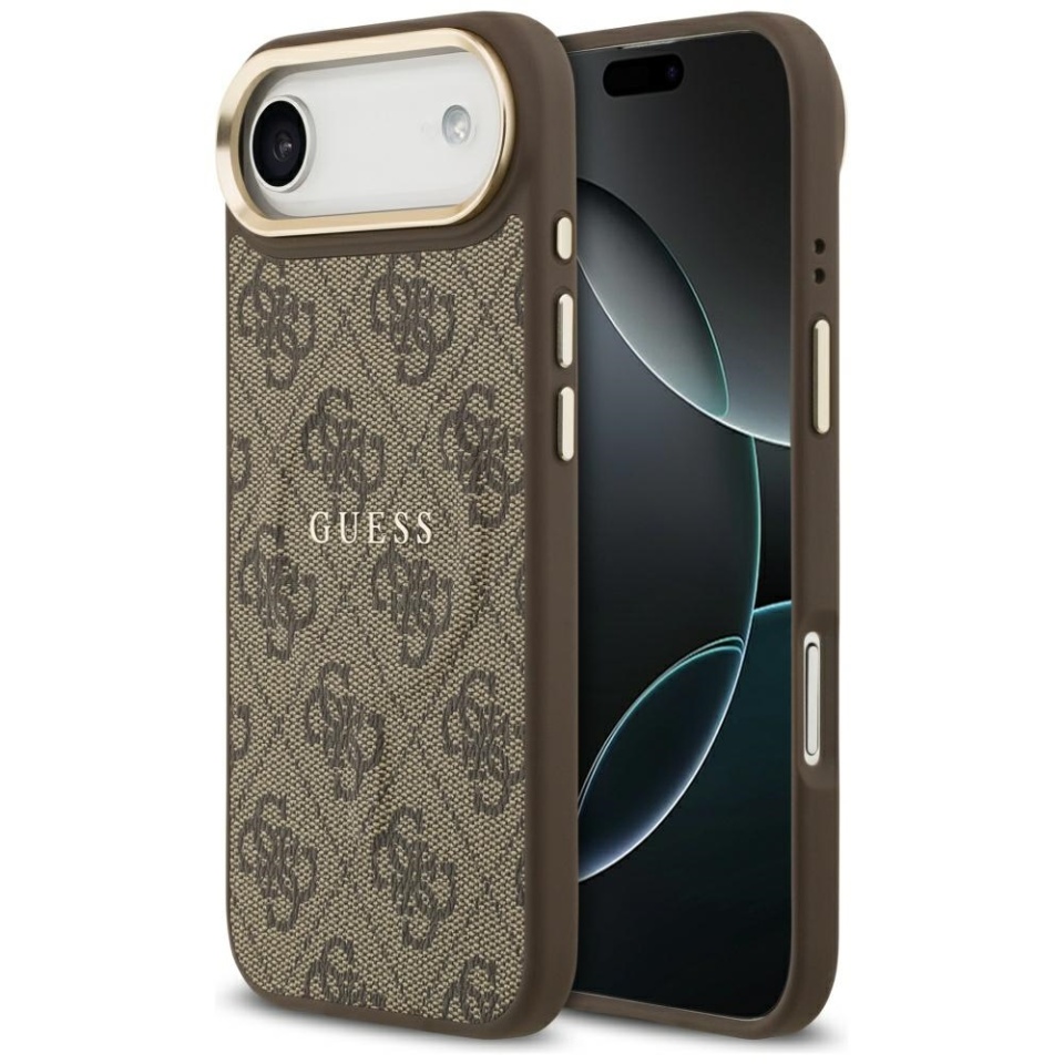 Husa pentru iPhone 17 Air, Guess, Hardcase 4G Classic MagSafe, Maro