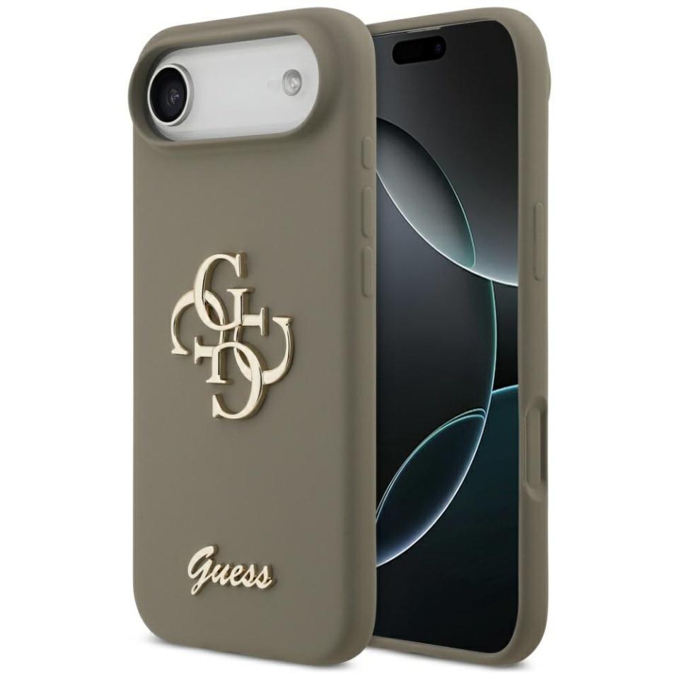 Husa pentru iPhone 17 Air, Silicone Big 4G Script, Protectie Slim, Maro