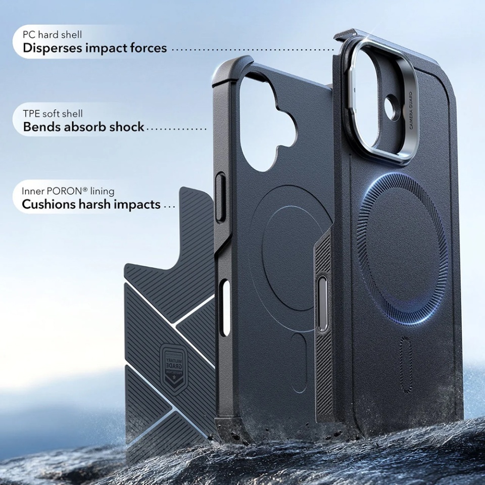 Husa pentru iPhone 17, ESR Cyber Armor Kickstand, Negru - 1 | YEO