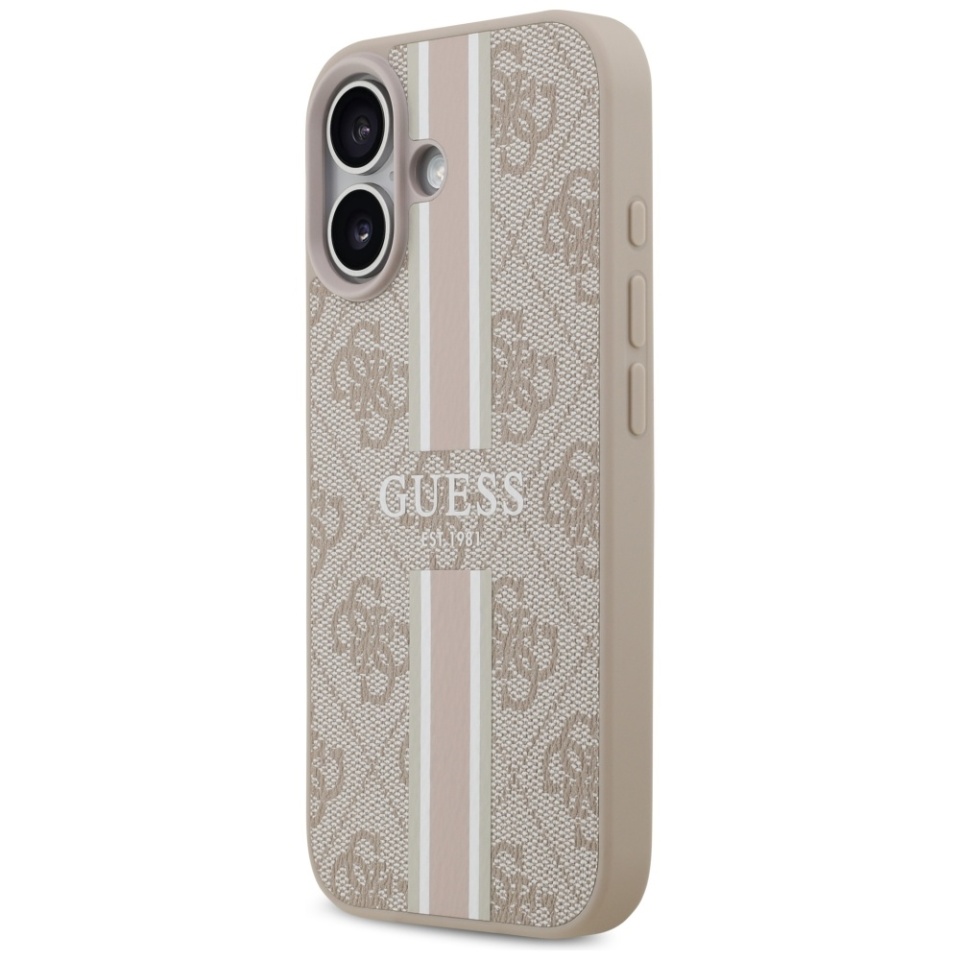 Husa pentru iPhone 17, Guess Printed Stripes MagSafe, Roz - 1 | YEO