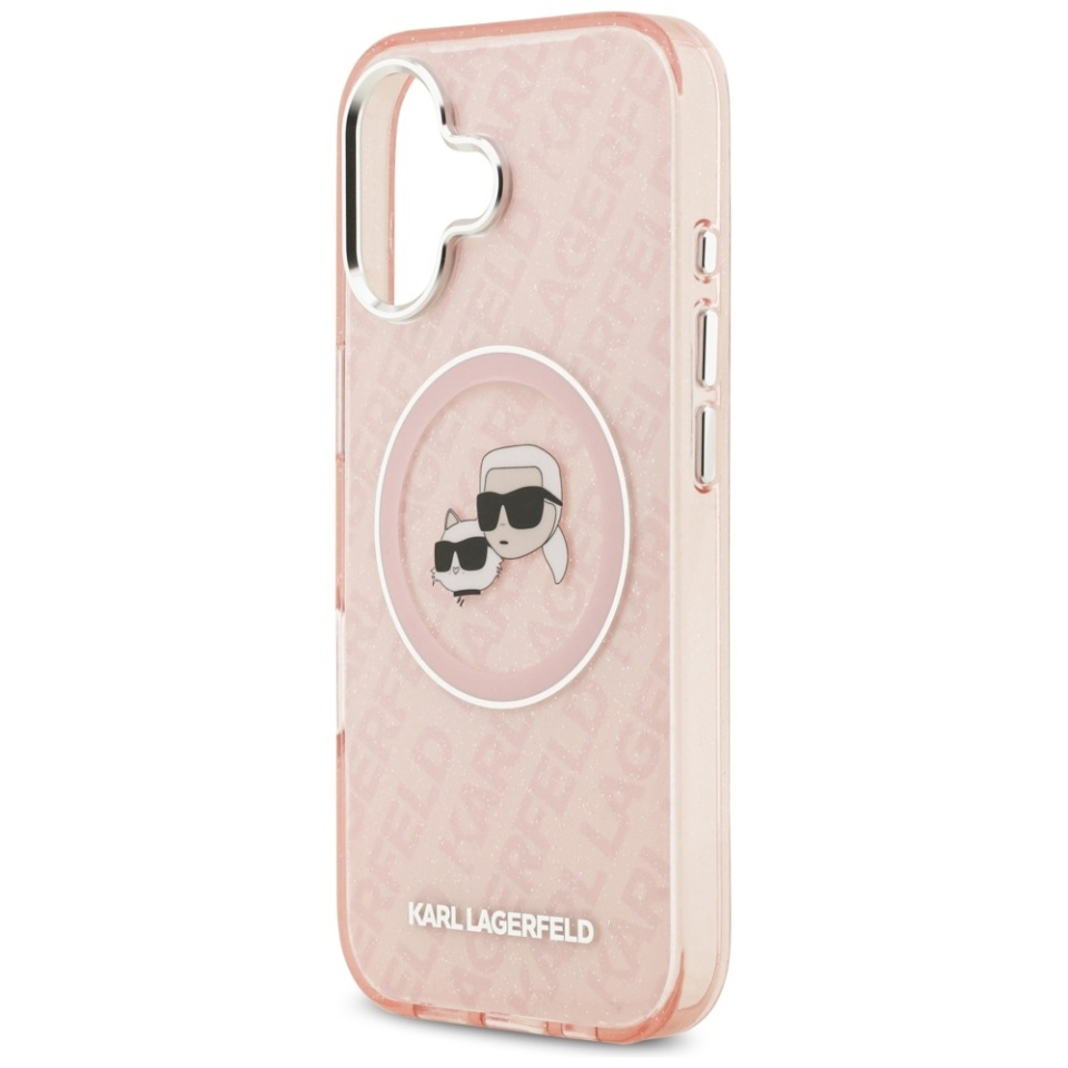 Husa pentru iPhone 17, IML Glitter K&C Heads Logo MagSafe, Clear Mono Karl&Choupette - 2 | YEO
