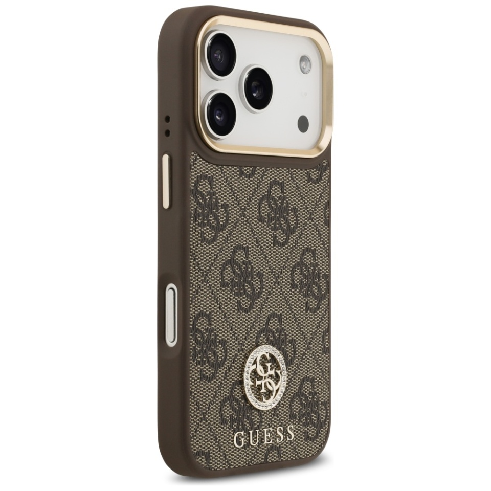 Husa pentru iPhone 17 Pro, 4G Strass Logo with Big Strap Metal Button MagSafe, Protectie Slim, Maro - 2 | YEO