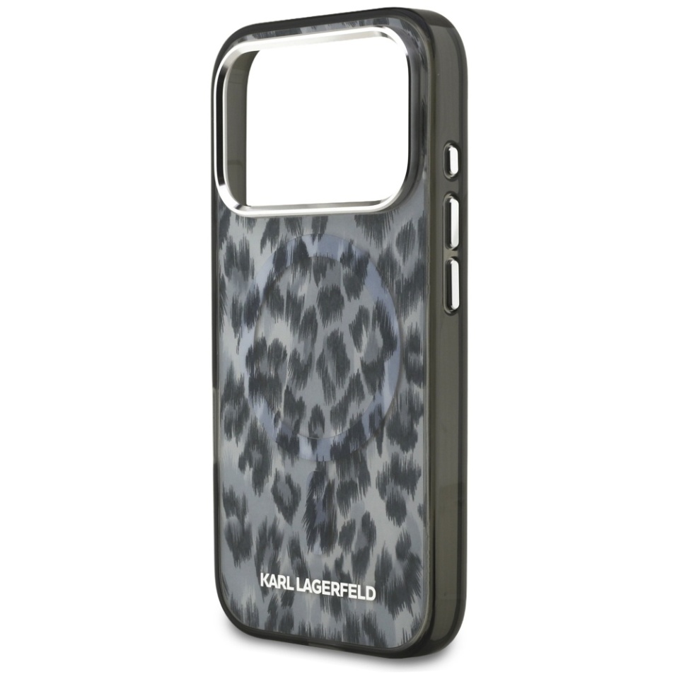 Husa pentru iPhone 17 Pro, IML Glitter K&C Heads Logo MagSafe, Clear Mono Karl&Choupette - 3 | YEO