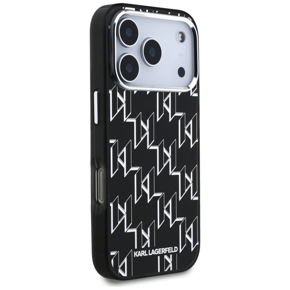 Husa pentru iPhone 17 Pro, IML Glitter K&C Heads Logo MagSafe, Clear Mono Karl&Choupette - 3 | YEO