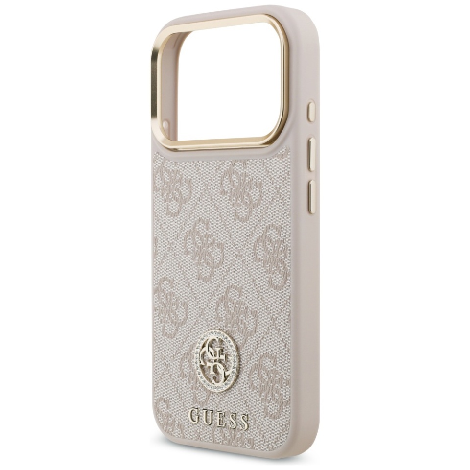 Husa pentru iPhone 17 Pro Max, 4G Strass Logo with Big Strap Metal Button MagSafe, Protectie Slim, Roz - 3 | YEO