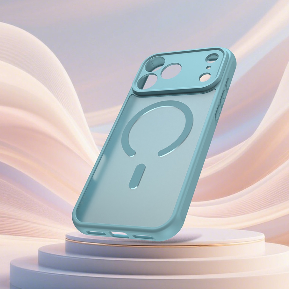 Husa pentru iPhone 17 Pro Max, SKYDDAR INNOVATION, HaloFrost MagSafe II, Antisoc, set cu sticker, Verde menta - 3 | YEO
