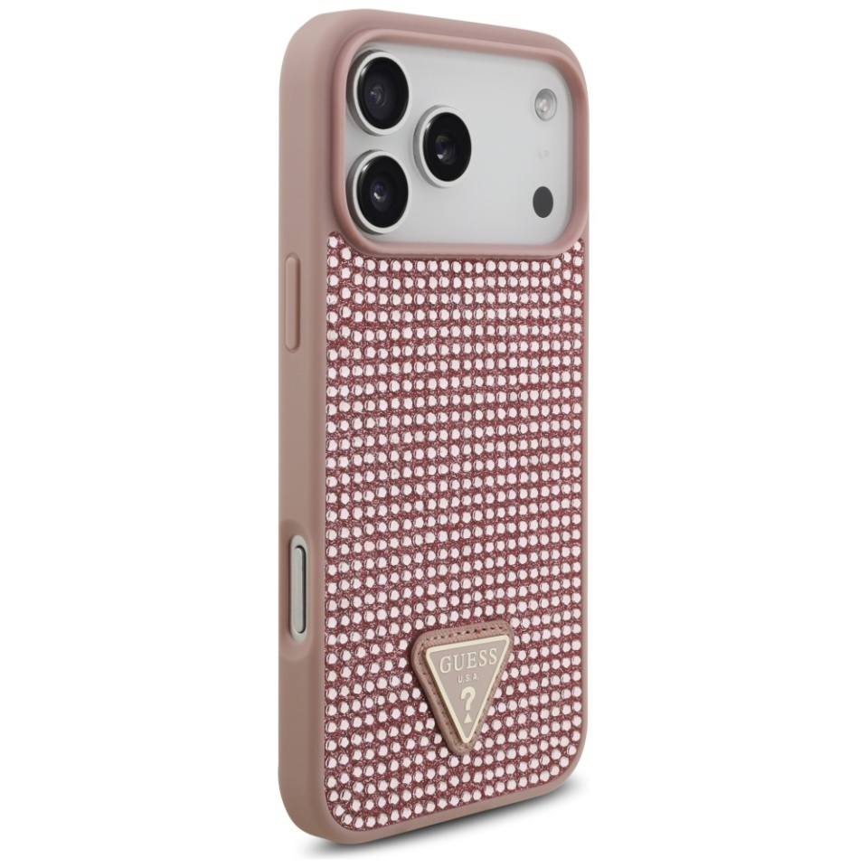 Husa pentru iPhone 17 Pro, Rhinestone Triangle, Guess, Roz - 3 | YEO