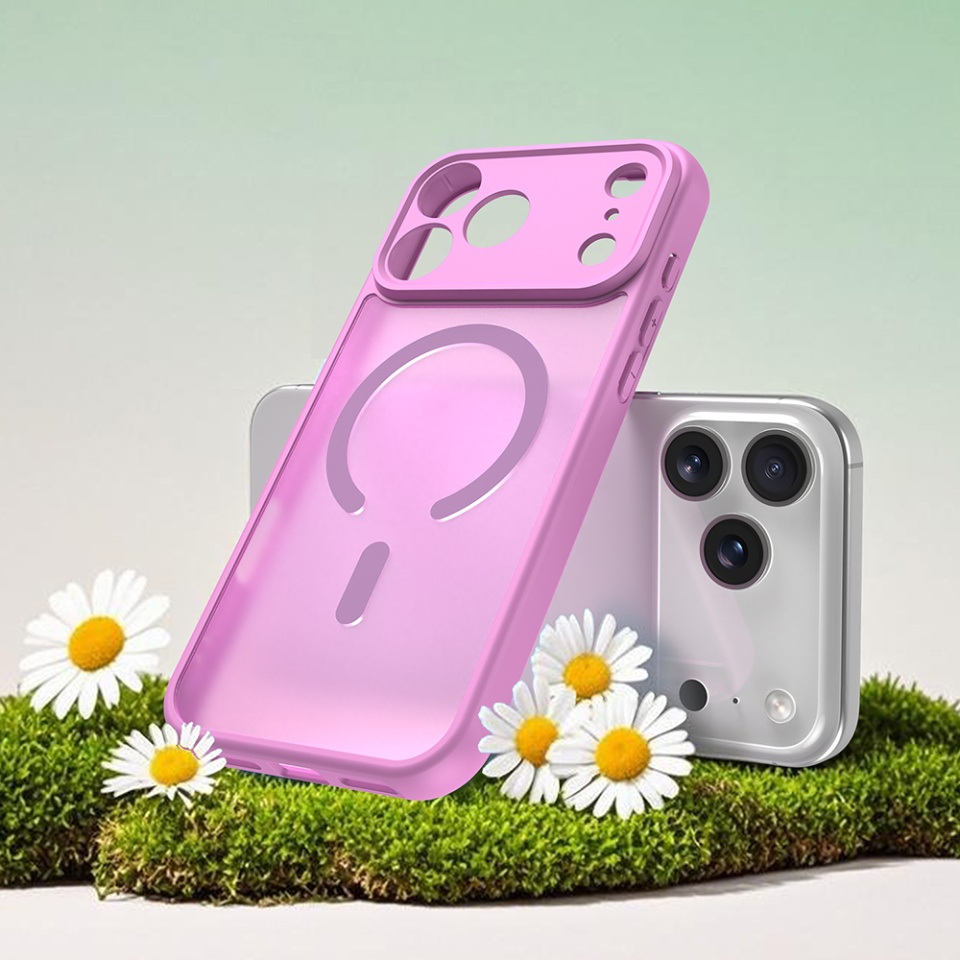 Husa pentru iPhone 17 Pro, SKYDDAR INNOVATION, HaloFrost MagSafe II, Antisoc, set cu sticker, Roz - 1 | YEO