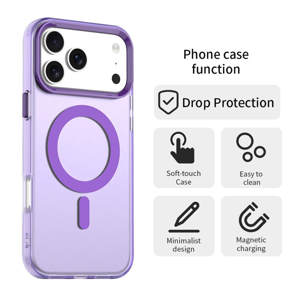 Husa pentru iPhone 17 Pro, SKYDDAR INOVATION, CandyCase, Magsafe, set cu sticker, Mov - 3 | YEO