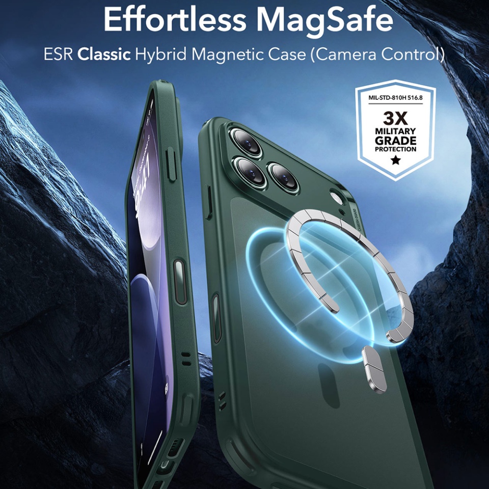 Husa pentru iPhone 17 Pro, slim, ESR Classic Hybrid HaloLock, Verde - 3 | YEO