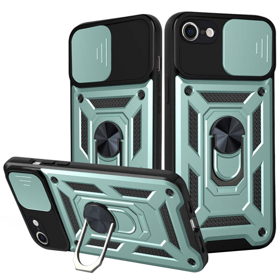 Husa pentru iPhone 6/ 6S, SKYDDAR INNOVATION, CamShield, Inel magnetic, set cu sticker, Verde