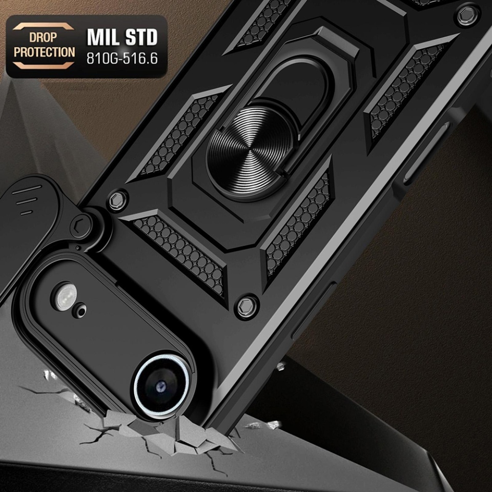 Husa pentru iPhone Air, SKYDDAR INNOVATION, CamShield, Inel magnetic, set cu sticker, Negru - 3 | YEO