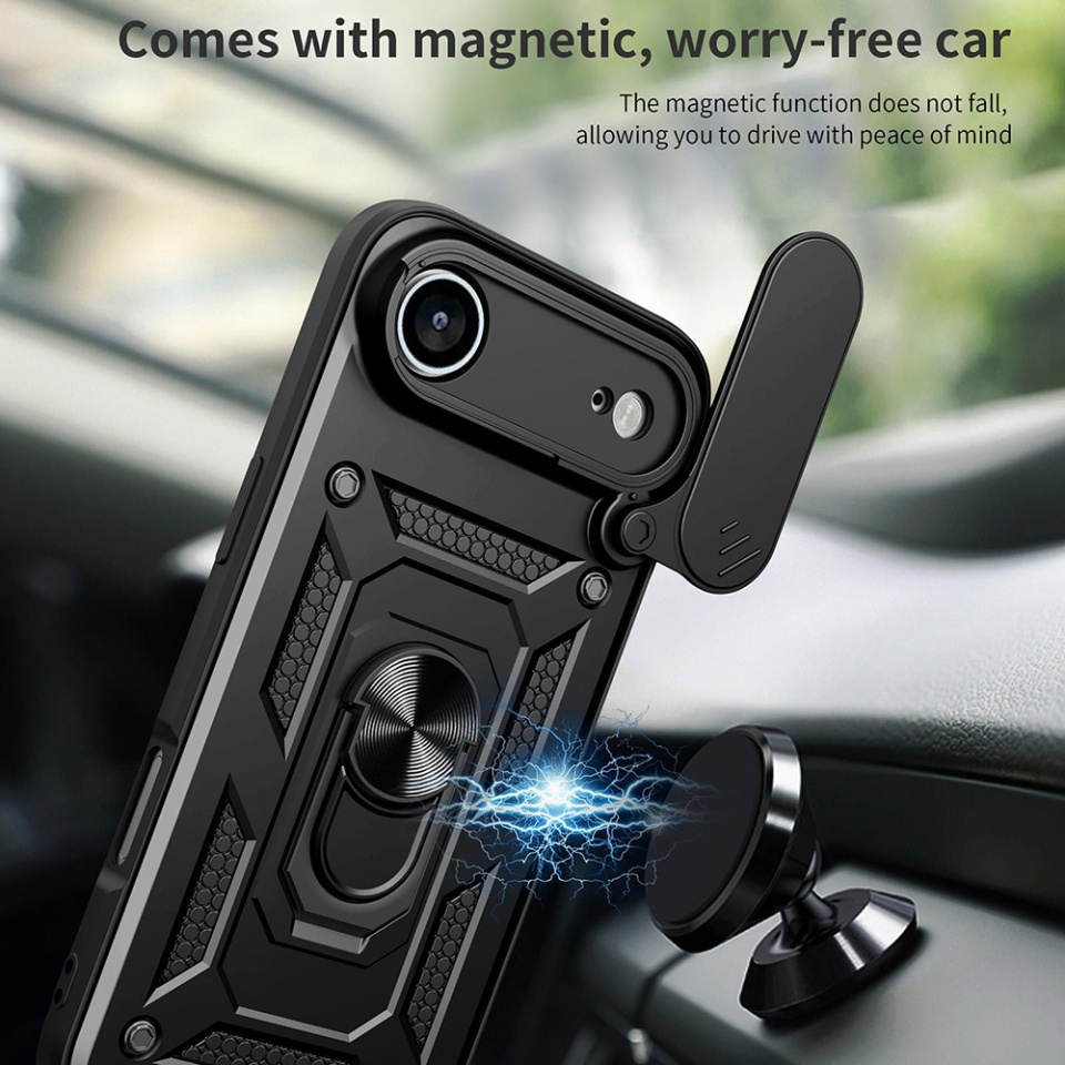 Husa pentru iPhone Air, SKYDDAR INNOVATION, CamShield, Inel magnetic, set cu sticker, Albastru - 2 | YEO