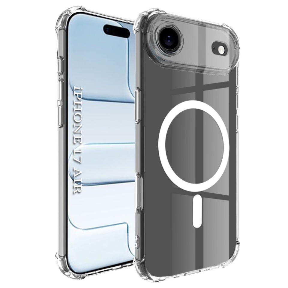 Husa pentru iPhone Air, SKYDDAR INNOVATION, Shockproof MagSafe, Transparenta, set cu sticker