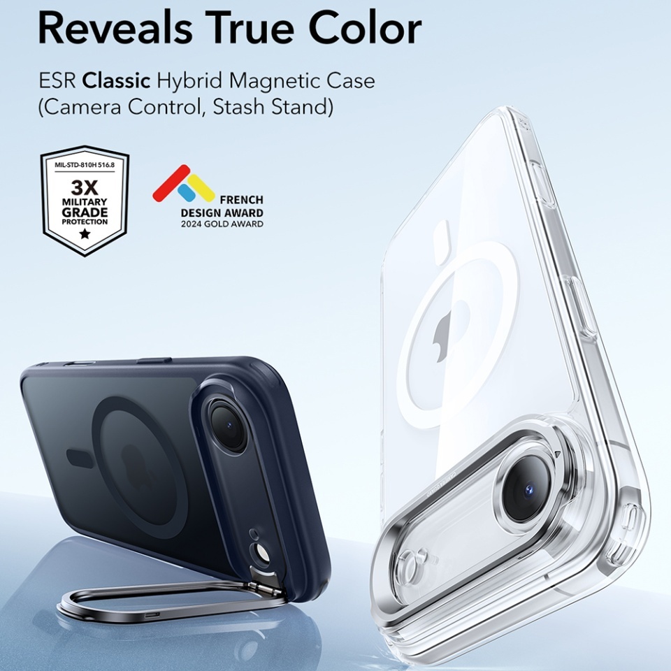 Husa pentru iPhone Air, slim, ESR Classic Hybrid HaloLock Kickstand, Bleu - 2 | YEO