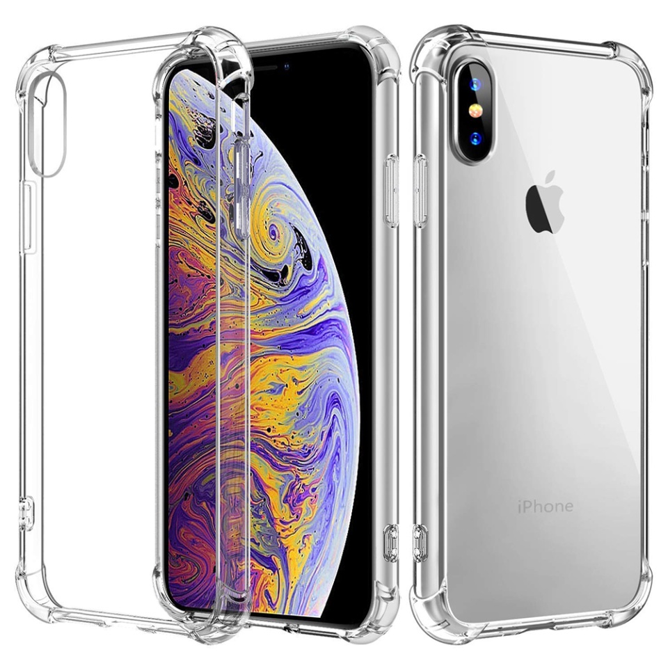 Husa pentru iPhone X, iPhone 10 / XS , SKYDDAR INNOVATION, Shockproof Clear din Silicon Slim, Transparenta, set cu sticker