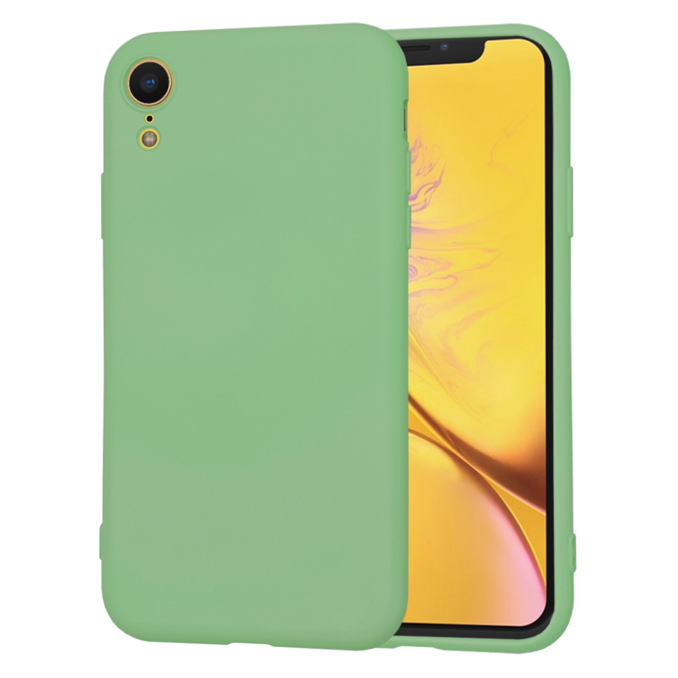 Husa pentru iPhone XR din Silicon Catifelat, Protectie Premium, Skyddar SoftElegance - Verde deschis