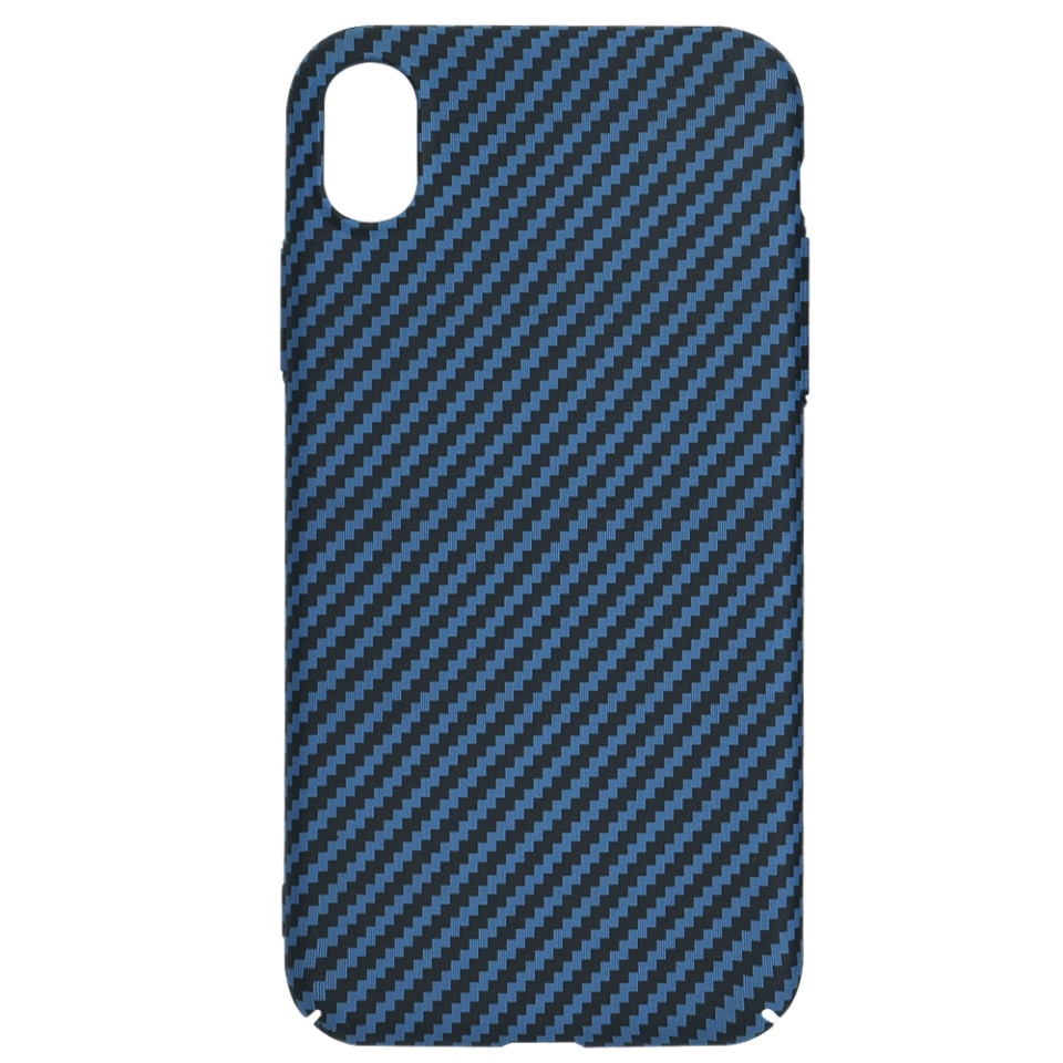 Husa pentru iPhone XR, SKYDDAR INNOVATION, textura carbon, Carbonite FiberShell, Cyan, set cu sticker - 3 | YEO