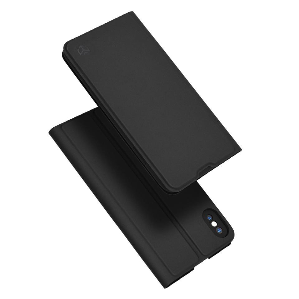 Husa pentru iPhone XS Max, SKYDDAR INNOVATION, Magskin Book, tip Carte cu Portofel Interior, set cu sticker, Negru
