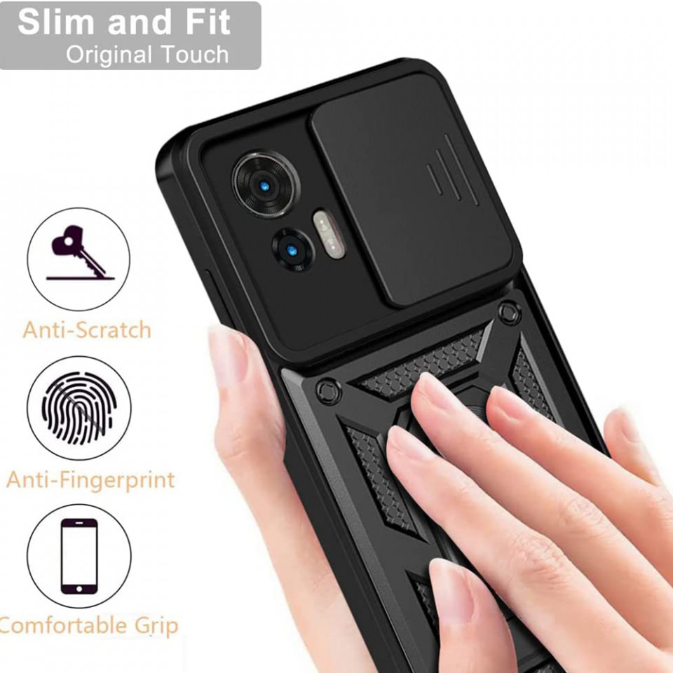 Husa pentru Motorola Edge 30 Neo cu inel magnetic si protectie camera Skyddar CamShield - Negru - 2 | YEO