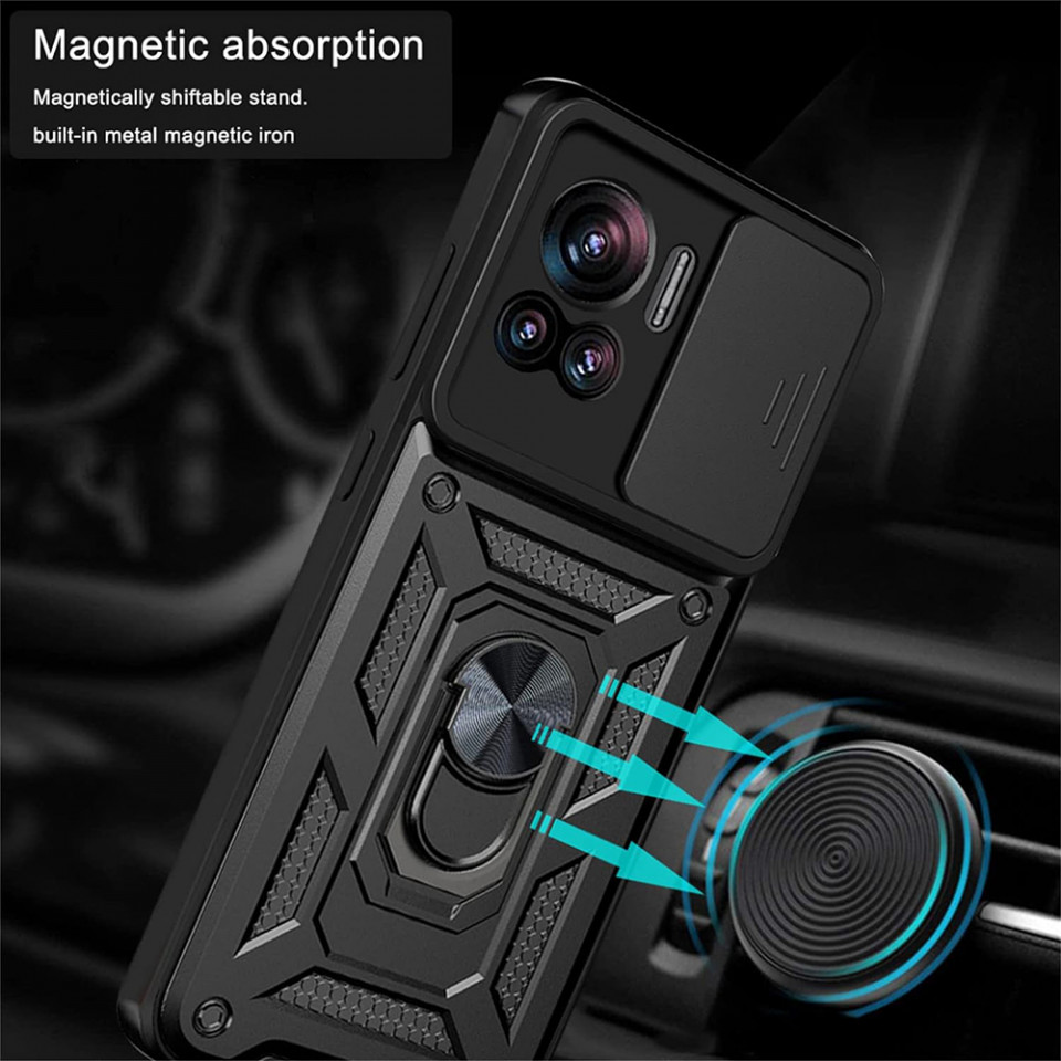 Husa pentru Motorola Edge 30 Ultra cu inel magnetic si protectie camera Skyddar CamShield - Negru - 2 | YEO