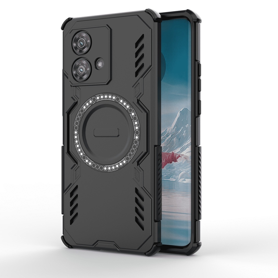 Husa pentru Motorola Edge 40 Neo, SKYDDAR INOVATION, ArmorMag, Magsafe, set cu sticker, Negru