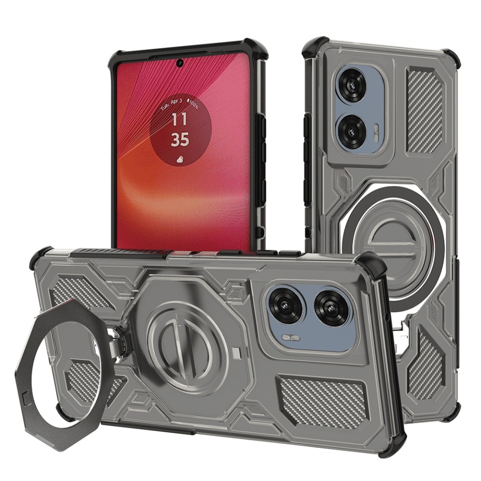 Husa pentru Motorola Edge 50 Fusion, Antisoc, SKYDDAR INOVATION, Carbon Shield PRO, Magsafe, set cu sticker, Fumuriu