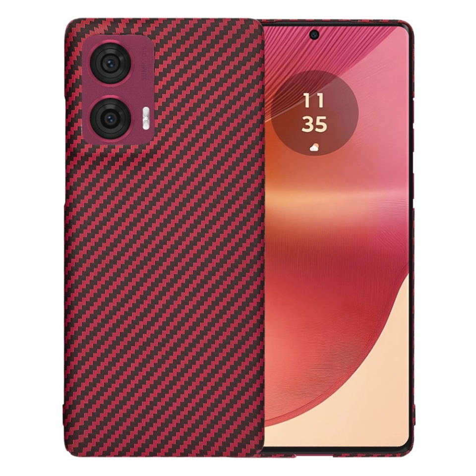Husa pentru Motorola Edge 50 Fusion, Finisaj Premium cu Textura de Carbon, Design Elegant, SKDR CarbonFlex - Rosu