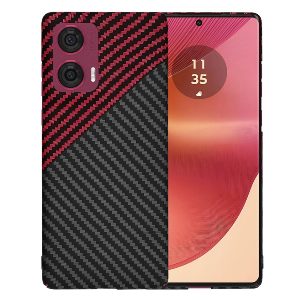Husa pentru Motorola Edge 50 Fusion, Finisaj Premium cu Textura de Carbon, Design Elegant, SKDR CarbonFlex - Rosu inchis