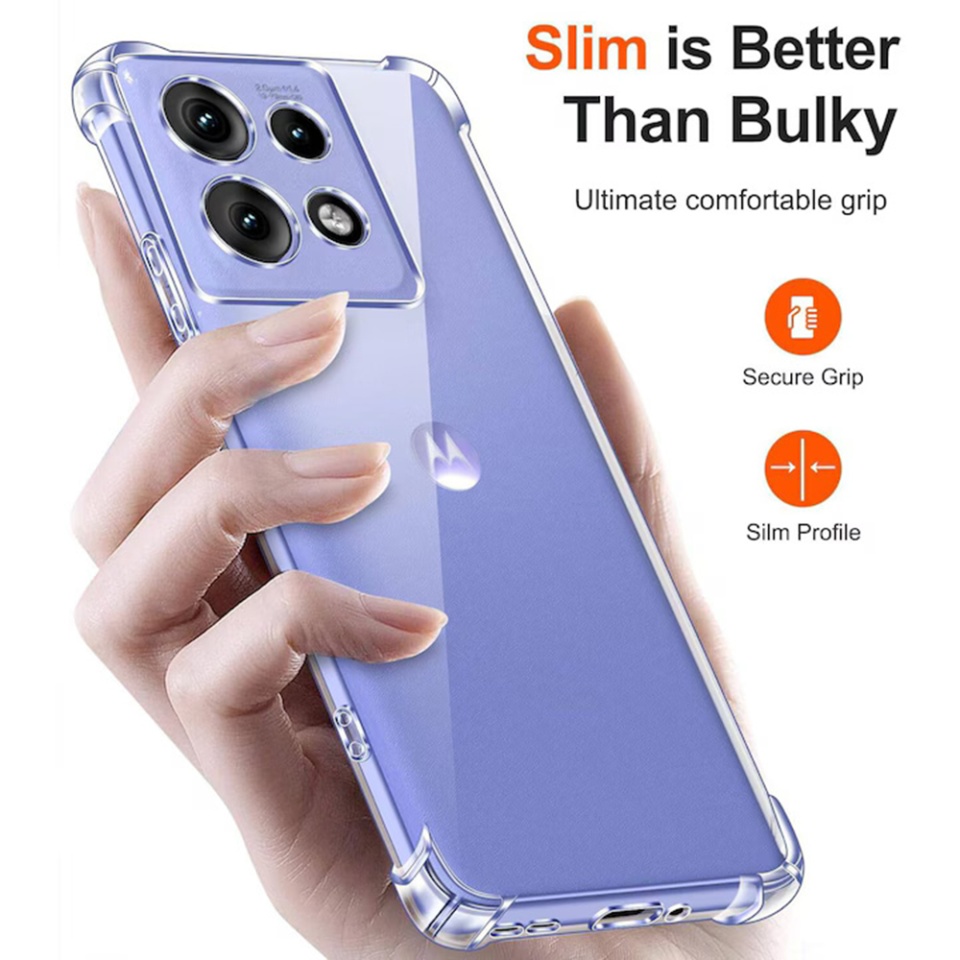 Husa pentru Motorola Edge 50 Neo , SKYDDAR INNOVATION, Shockproof Clear din Silicon Slim, Transparenta, set cu sticker - 1 | YEO