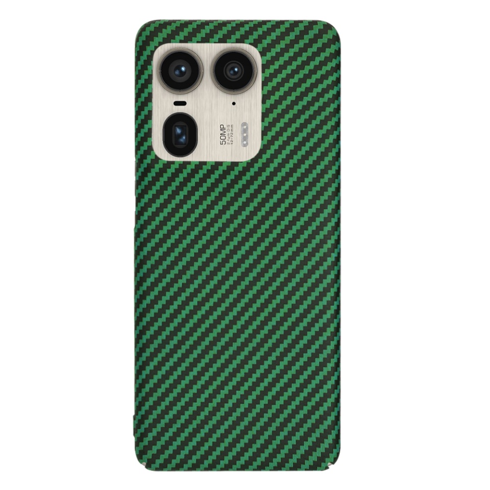 Husa pentru Motorola Edge 50 Ultra, Finisaj Premium cu Textura de Carbon, Design Elegant, SKDR CarbonFlex - Verde - 2 | YEO