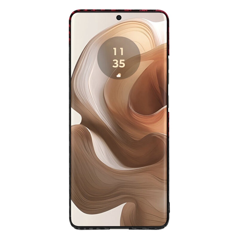Husa pentru Motorola Edge 50 Ultra, Finisaj Premium cu Textura de Carbon, Design Elegant, SKDR CarbonFlex - Rosu inchis - 1 | YEO