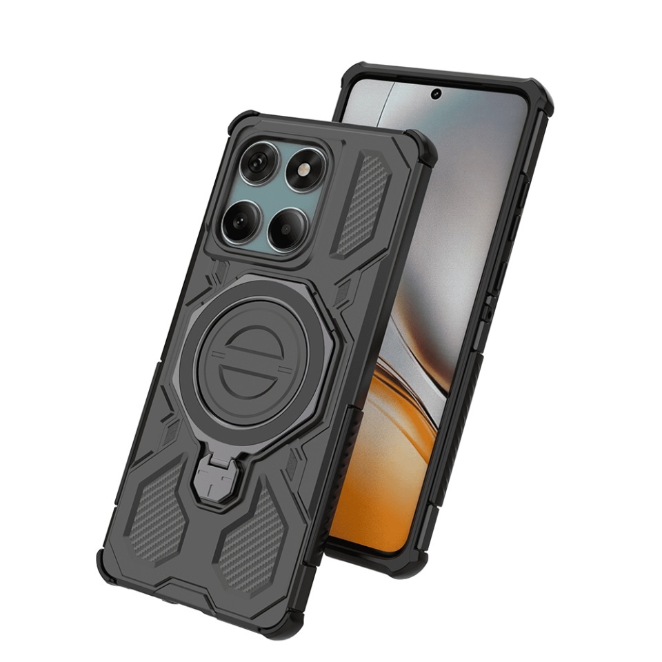 Husa pentru Motorola Edge 60 Fusion / Edge 60, Antisoc, SKYDDAR INOVATION, Carbon Shield PRO, Magsafe, set cu sticker, Negru - 2 | YEO