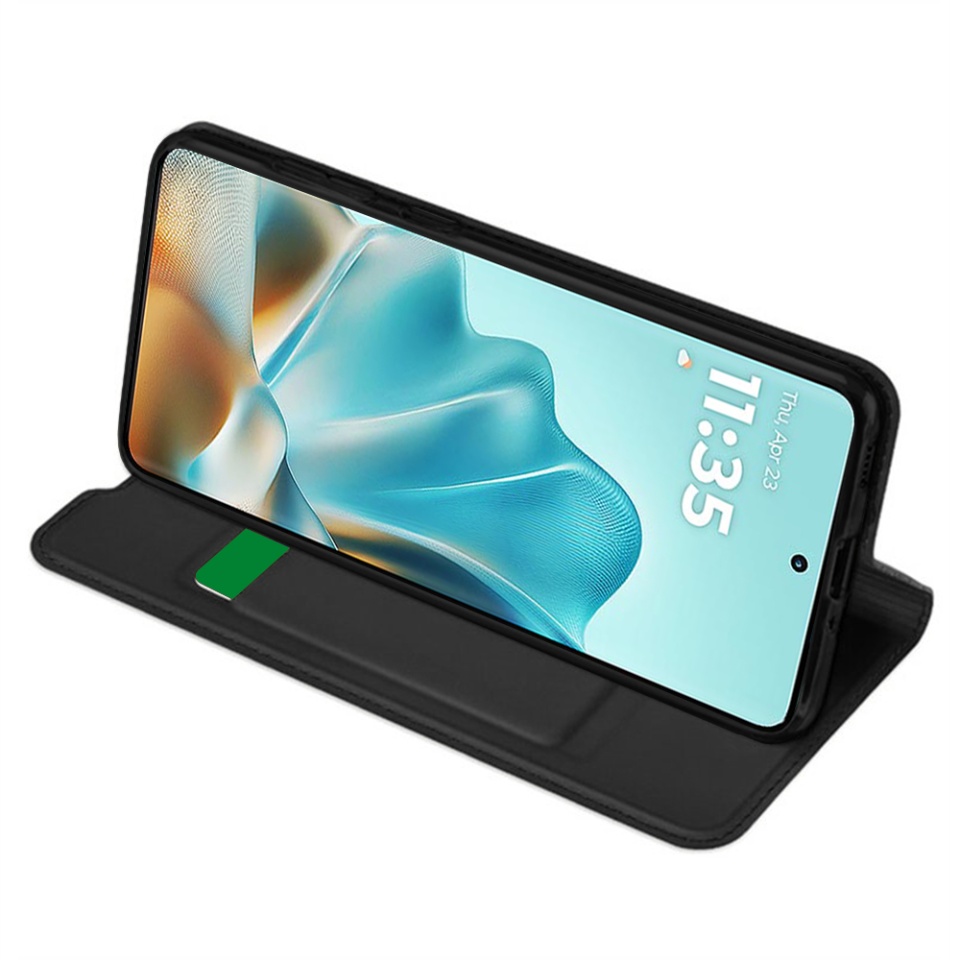Husa pentru Motorola Edge 60 Fusion, SKYDDAR INNOVATION, Magskin Book, tip Carte cu Portofel Interior, Negru, set cu sticker - 3 | YEO