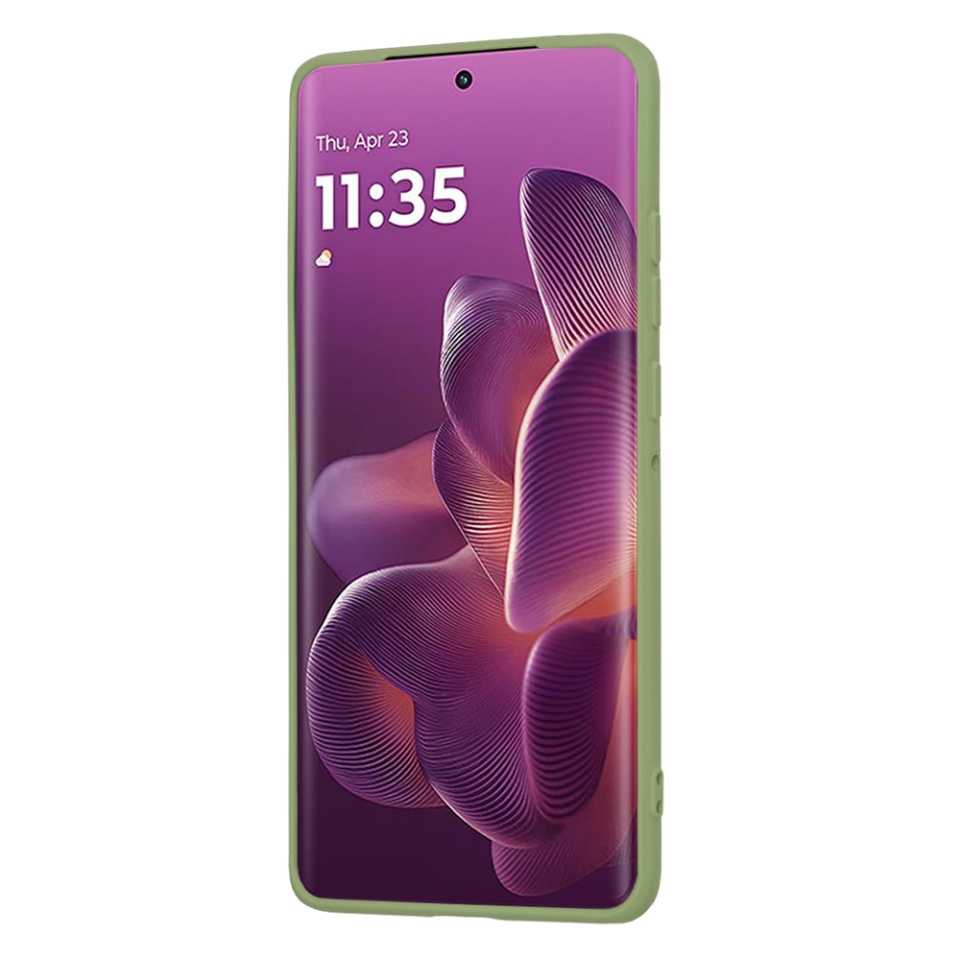 Husa pentru Motorola Edge 60 Pro, SKYDDAR INNOVATION, din Silicon Catifelat, SoftElegance , Verde, set cu sticker - 1 | YEO