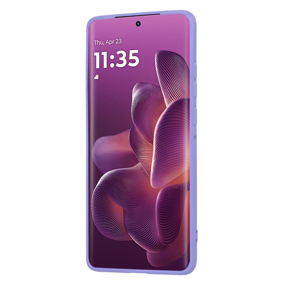 Husa pentru Motorola Edge 60 Pro, SKYDDAR INNOVATION, din Silicon Catifelat, SoftElegance , Violet, set cu sticker - 1 | YEO
