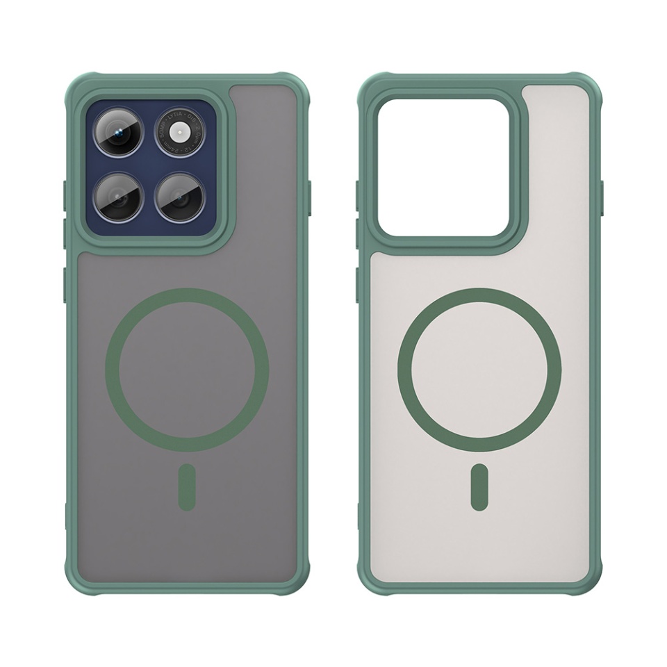 Husa pentru Motorola Edge 60 Pro, SKYDDAR INNOVATION, HaloFrost MagSafe II, Antisoc, set cu sticker, Verde - 1 | YEO