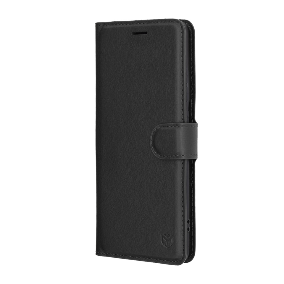 Husa pentru Motorola Edge 60 Pro, SKYDDAR INNOVATION, Leather Folio, tip Carte, cu Portofel Interior, Finisaje Premium, Negru, set cu sticker - 3 | YEO