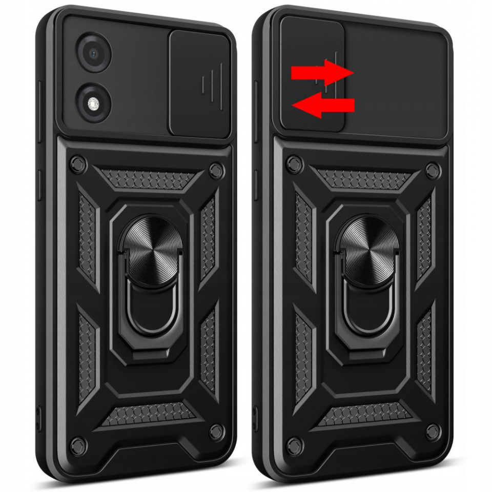 Husa pentru Motorola Moto E13 cu inel magnetic si protectie camera Skyddar CamShield - Negru - 1 | YEO