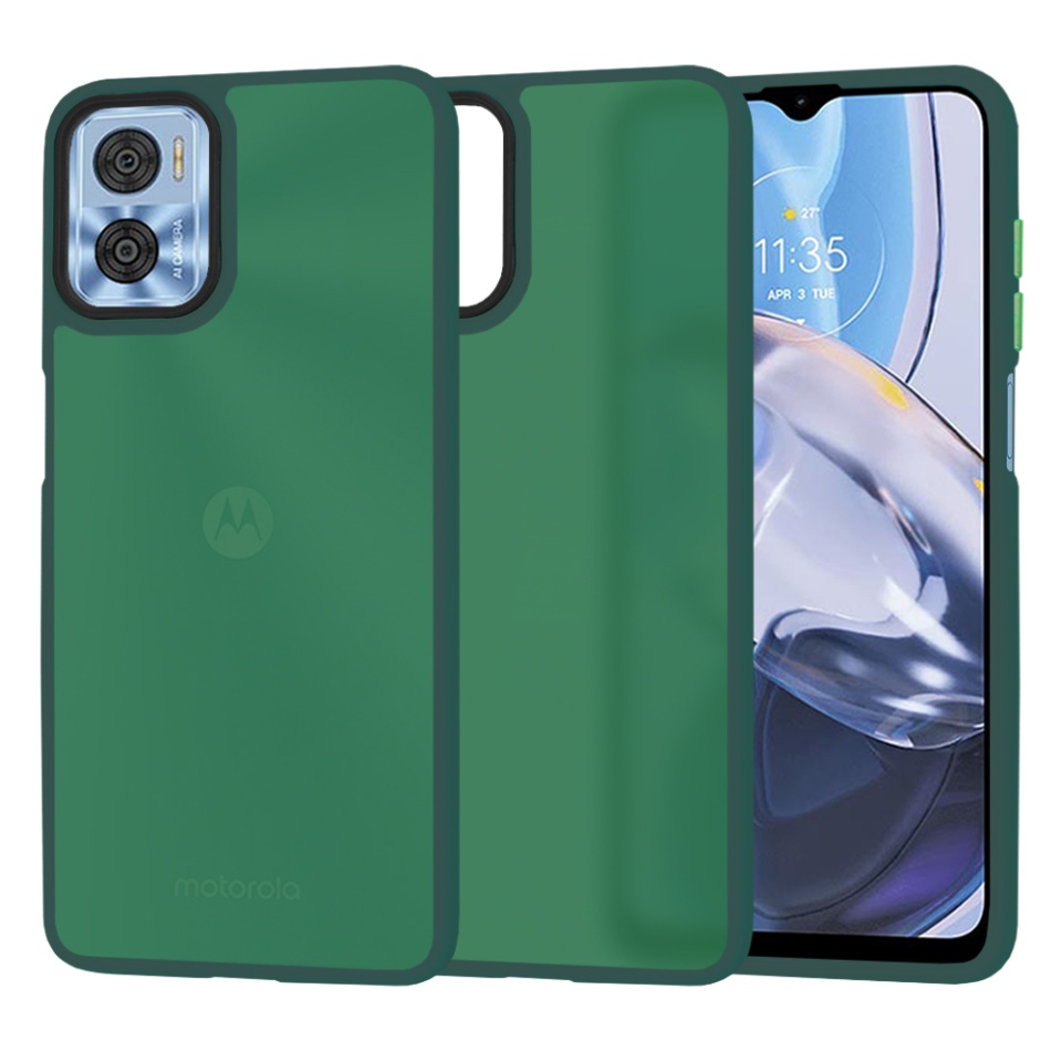 Husa pentru Motorola Moto E22 / Moto E22i, ce Absoarbe Cele mai Aspre Socuri, Skyddar Frosted - Verde inchis