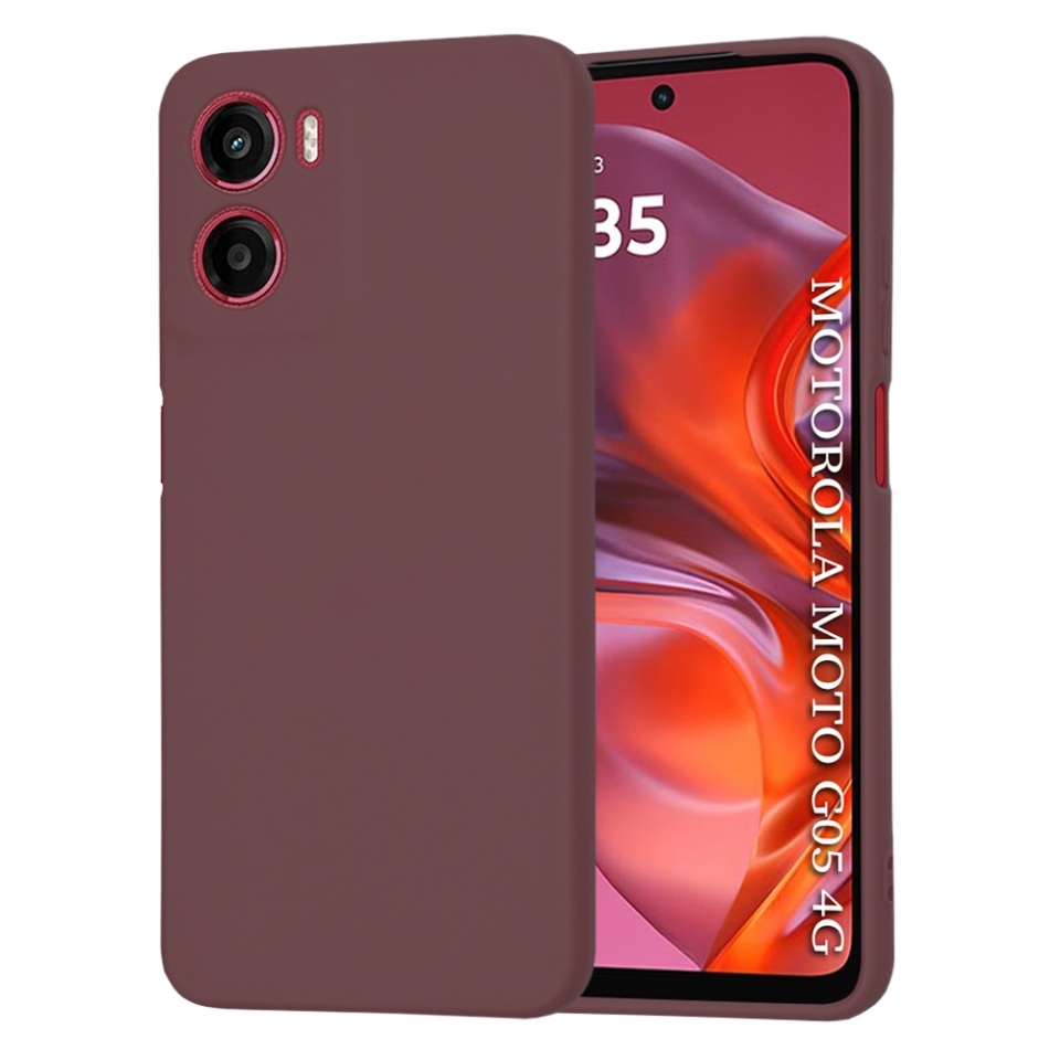 Husa pentru Motorola Moto G05 / Moto E15, SKYDDAR INNOVATION, din Silicon Catifelat, SoftElegance, set cu sticker, Bordo
