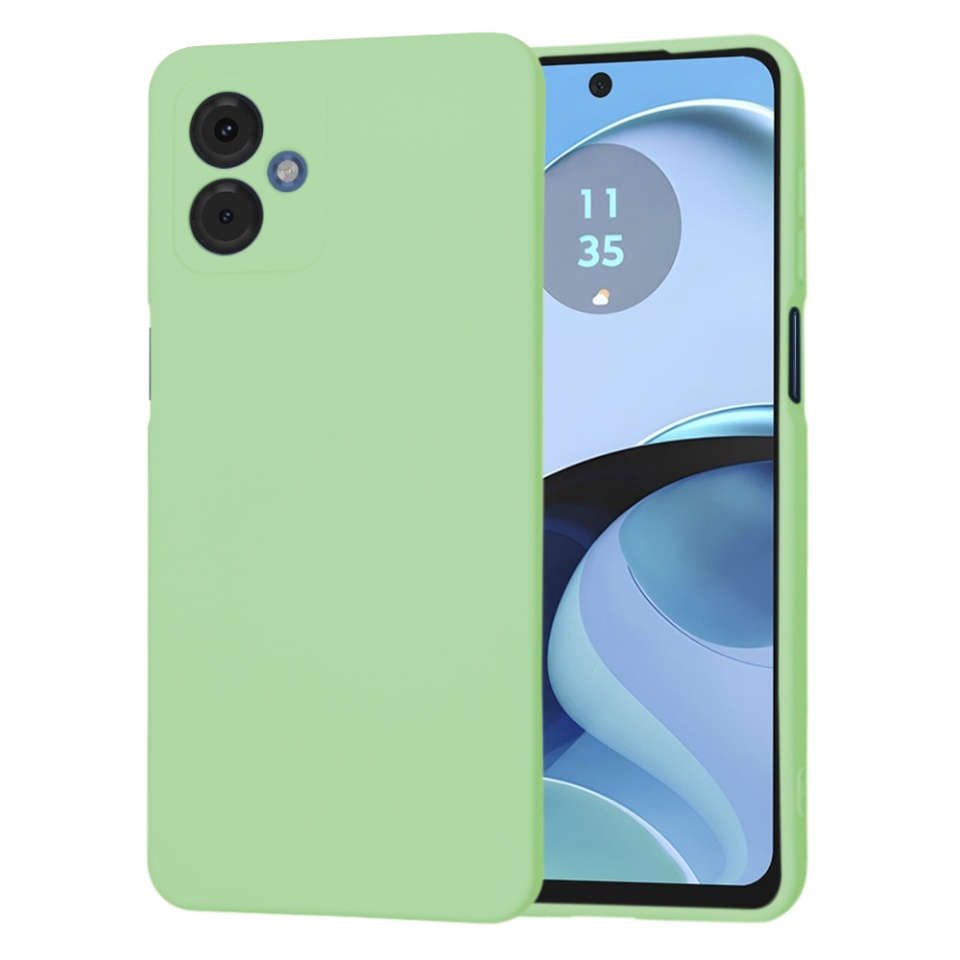 Husa pentru Motorola Moto G14, SKYDDAR INNOVATION, din Silicon Catifelat, SoftElegance, set cu sticker, Verde deschis