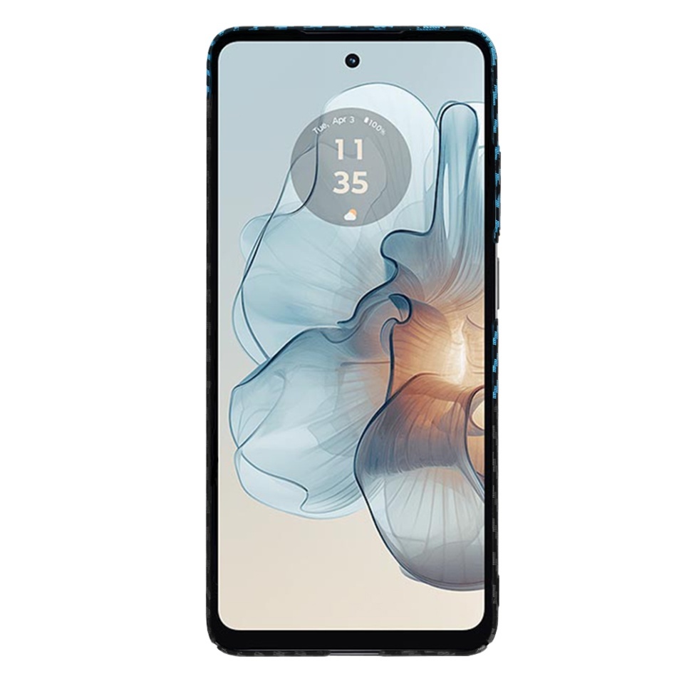Husa pentru Motorola Moto G24 Power, SKYDDAR INNOVATION, textura carbon, Carbonite FiberShell, set cu sticker, Bleu, - 1 | YEO