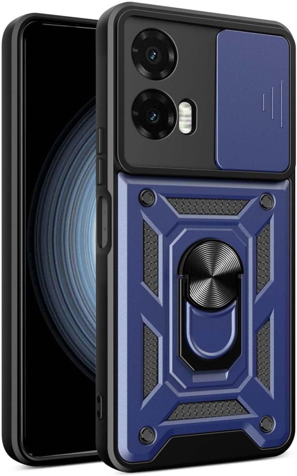 Husa pentru Motorola Moto G35 cu inel magnetic si protectie camera Skyddar CamShield - Albastru