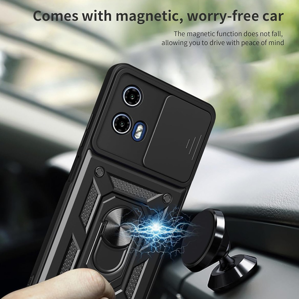 Husa pentru Motorola Moto G71 5G cu inel magnetic si protectie camera CamShield - Negru - 3 | YEO