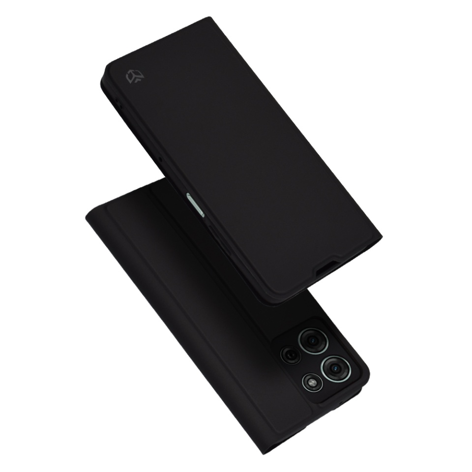 Husa pentru Motorola Moto G75, SKYDDAR INNOVATION, Magskin Book, tip Carte cu Portofel Interior, set cu sticker, Negru