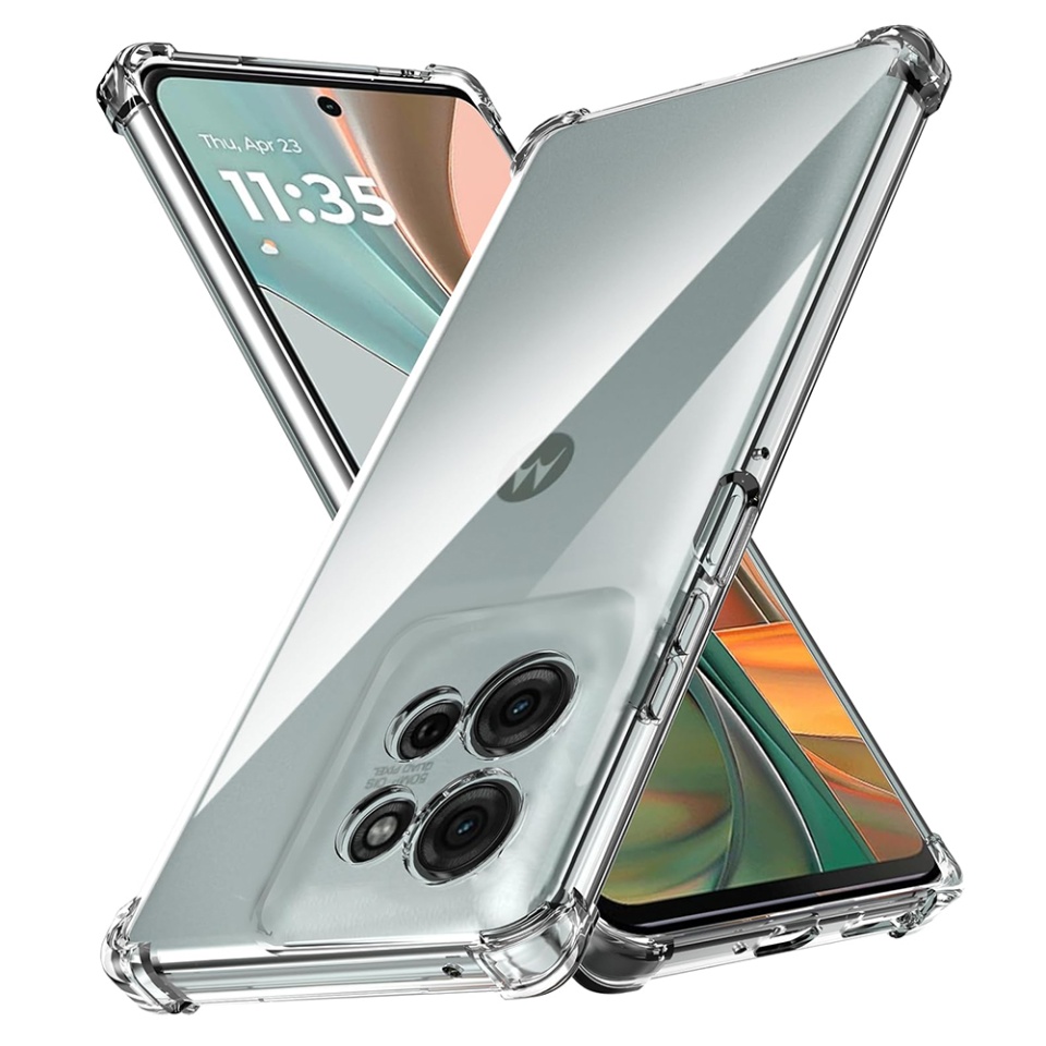 Husa pentru Motorola Moto G75, SKYDDAR INNOVATION, Shockproof Clear Silicone, Slim Silicon, Transparenta, set cu sticker